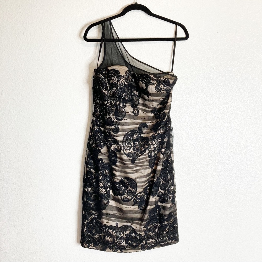 Alberto Makali One Shoulder Lace Midi Dress 8
